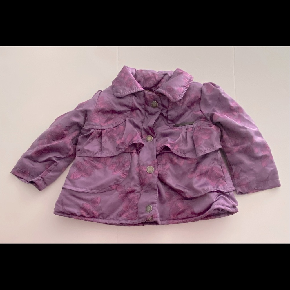 Calvin Klein Jeans Purple Floral Print Quilted Jacket Coat Size 12M